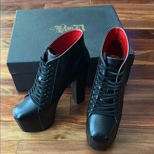 Von D Trooper Black Platform Ankle Boots